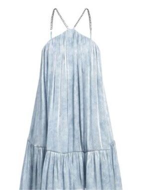 Michael Kors Light Blue Women’s Halter Dress with Chain Straps